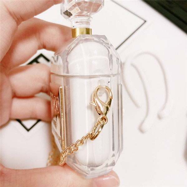 Delicate Luxury Perfume Bottle Protective Cover For Airpods TPU Silicone Soft Case With Necklace Earphone Holder