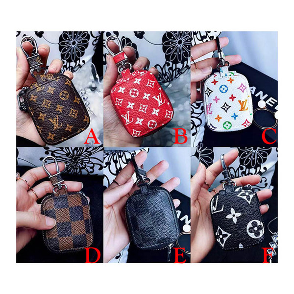 One piece Luxury PU Leather Case For Airpods Air Pods Protective Cover Hook Clasp Keychain Earphone Case Protector Pouch For gifts