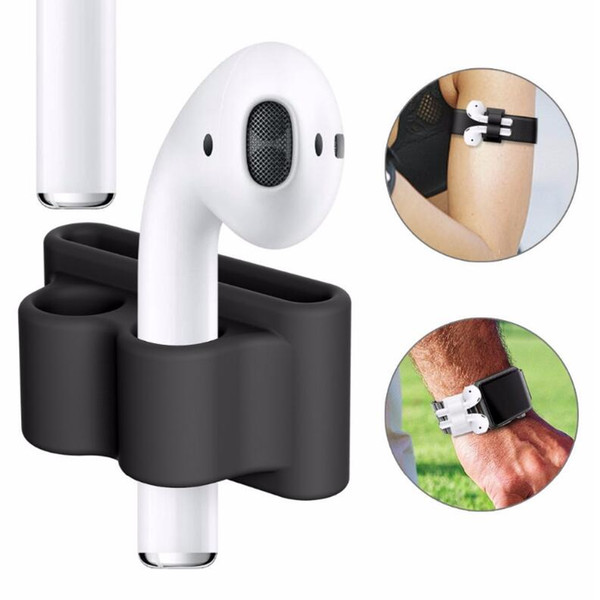 Silicone Anti-lost Holder for AirPods Holder Portable Anti-lost Strap Silicone Case for Apple AirPod strap Accessories black white