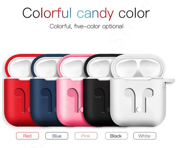 For Apple Airpods Silicone Case Protector Cover Sleeve Pouch with Anti Lost Rope for Air Pods Bluetooth Headphones Earphones Case