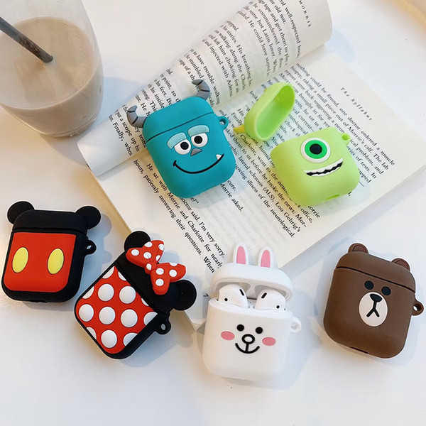 For AirPods Case Bluetooth Wireless Earphone Case For Apple Airpods Charging Box Cartoon Protective Cover with Finger Ring Strap