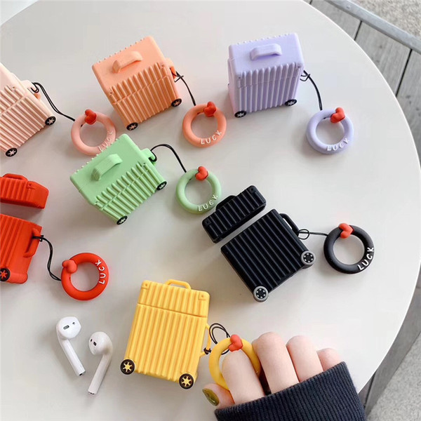 Trunk Earphone holder For Apple Airpods Protector Cover Sleeve Pouch for Air pods bluetooth Earphone tpu Case anti-lost strap