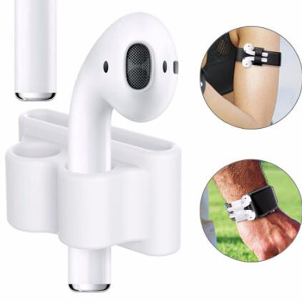 Stock Silicone Anti-lost Holder for AirPods Holder Portable Anti-lost Strap Silicone Case for Apple AirPod strap Accessories black white