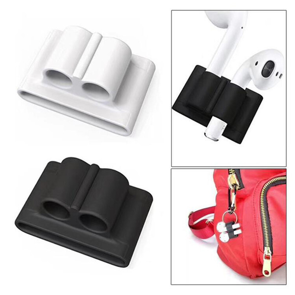 Silicone Anti-lost Holder for AirPods Holder Portable Anti-lost Strap Silicone Case for Apple AirPod strap Accessories black white