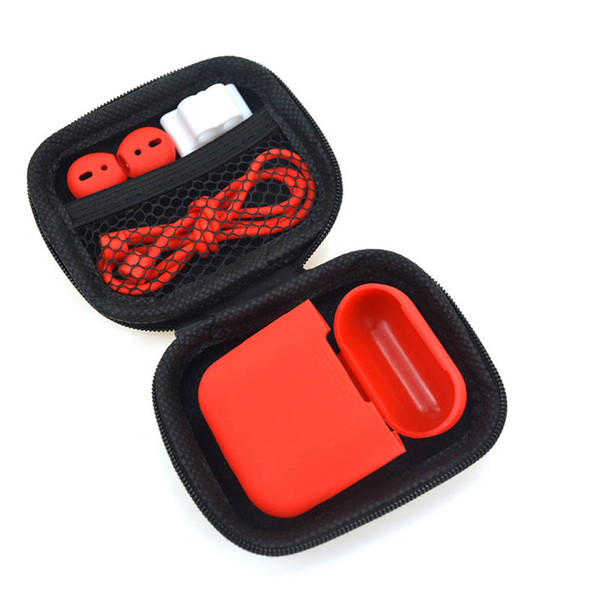 A Set For Apple Aripods Kit Holder Case Anti-Loss Rope Air Pods Accessories For iPhone Red Airpod Charging Case Black Skins Cover i7