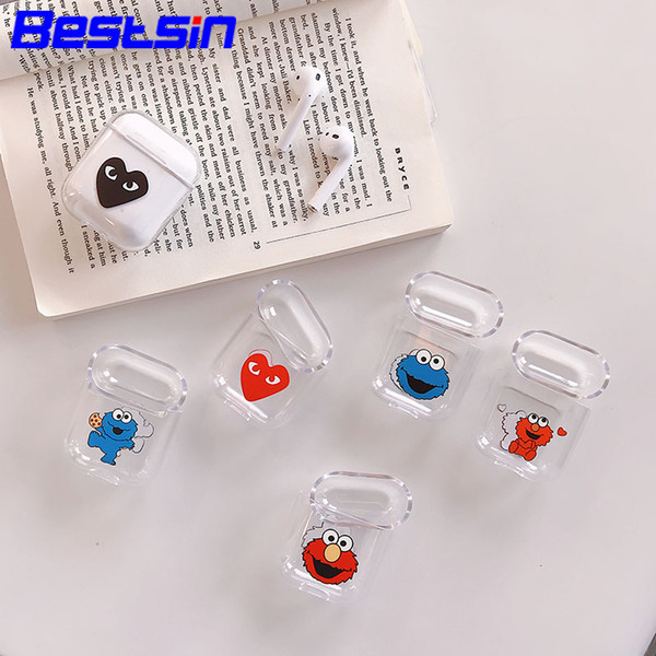 Bestsin For Airpods case pc cute Air pods Bluetooth wireless Earphone Cases transparent Earphone case Accessories case with opp bag