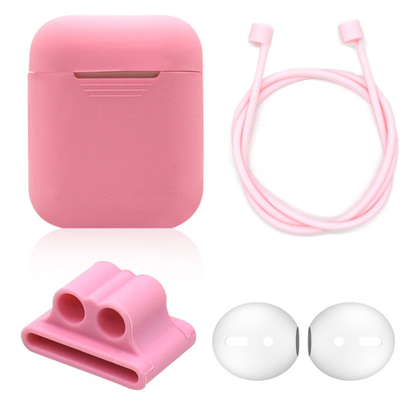 For Apple Airpods Silicone Case Protector Cover Sleeve Pouch with Anti Lost Rope for Air Pods Bluetooth Headphones Earphones Case