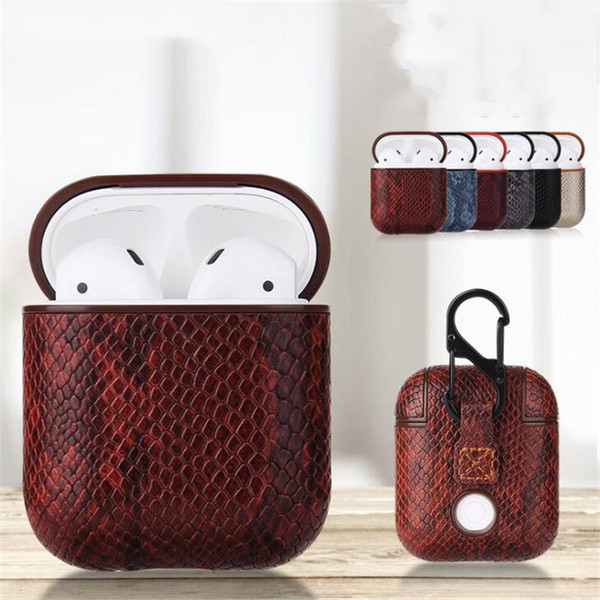 PU Leather Case for Airpods Earphone Protective Cover with Anti-lost Buckle Reserve Charging Port Headset Accessories