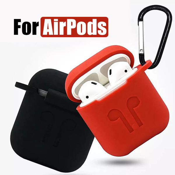 For apple airpods full cover slicone protective case Shockproof Cover for iphone Wireless Earphones with ring buckle