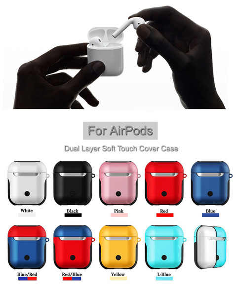 Luxury Silicone Cover For Airpods Cases Soft TPU + PC Dual Layer Armor Case For Apple Airpods Silicone Cover Bags