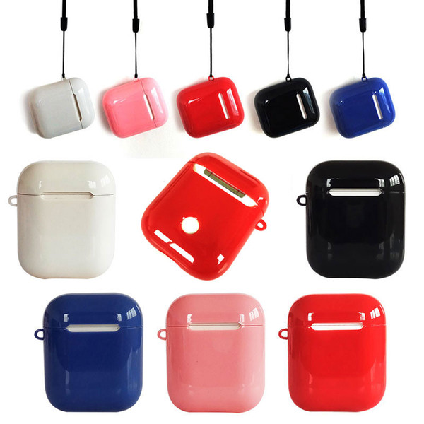 Hard PC Protector for Apple Airpods 2/1 Charging Case Earphone Cover Protective Holder Skin with Lanyard Carabiner