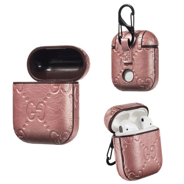 Italy brand wholesale Retail PU Leather For Airpods Cases Protective Cover Hook Clasp Keychain Anti Lost Fashion Earphone Case Protector