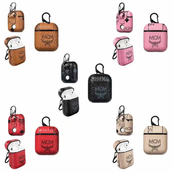 Drop Shipper Vogue PU Leather For Airpods Cases Protective Cover Hook Clasp Keychain Anti Lost Fashion Earphone Case Protector