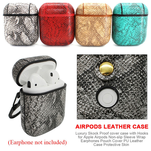 Drop Ship PU Leather Wireless Earphone Protective Case Holder Shell Cover With Hook for Apple AirPods Air Pods Gadgets