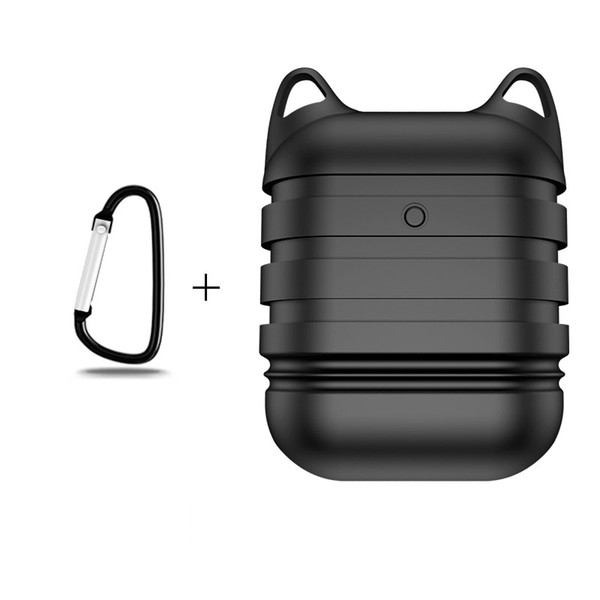 Qi Wireless Charging Case for Airpods Anti-Knock Silicone Protective Cover for Airpod Air pods Coque with Carabiner