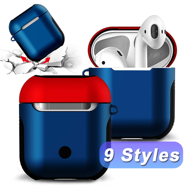 For AirPods Case Silicone TPU Hard PC Hybrid Shock Resistant Protective Cover Skin Compatible with apple airpods Charging Case air pods Case