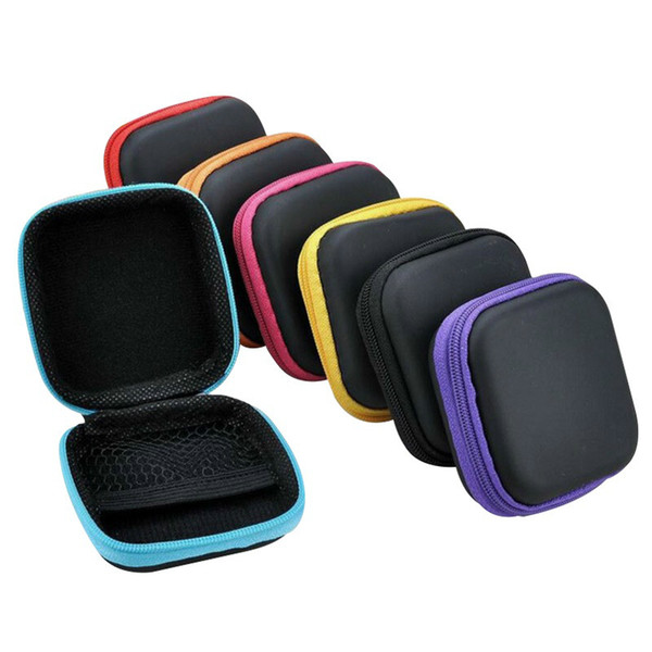 SZAICHGSI Mini Zipper Hard Headphones Case PU Leather Earphone Case Storage Bag Protective USB Cable Organizer Portable Earbuds Box