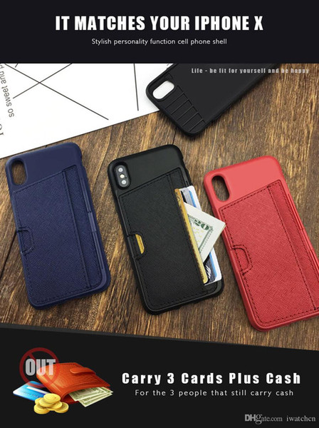 50pcs Brand New with High Quality For iphone X 8 7 6 plus Wallet Leather case Cover Fashion full protection TPU and leather case