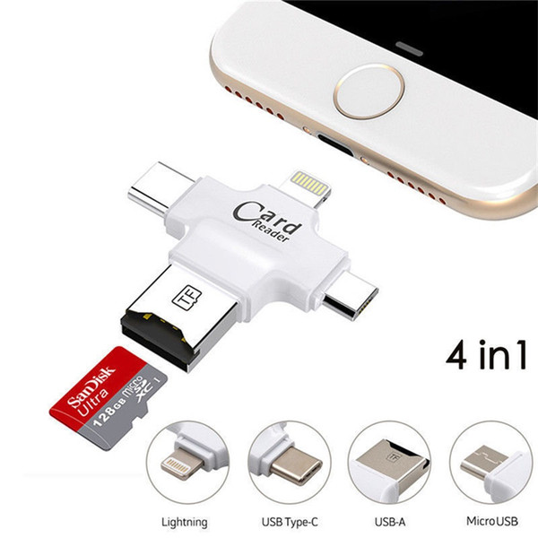 4 in1 Micro USB Type C OTG TF Card Reader Adapter for iPhone 7 8 x Android For Samsung S9 S8 S7 Macbook