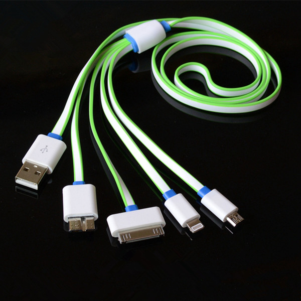 4 in 1 1M Flat noodle USB Cable Sync Data Charger For iphone x 8 7 4s huawei Xiaomi For Samsung Huawei PC