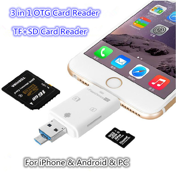 3in1 Micro USB Reader Micro SD SDHC TF SD Card For iPhone x 8 7 Samsung/LG/HTC Andrid OTG Phones