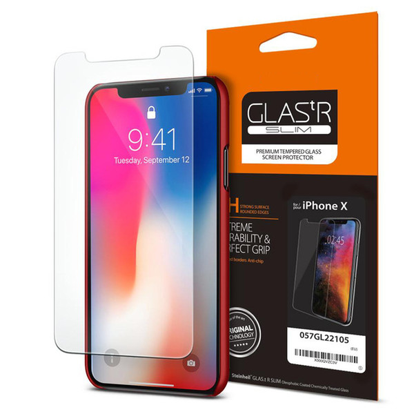 100% Original Spigen Glass. tR Slim Screen Protector for iPhone X Tempered Glass Protective Film 057GL22105 [1 Pack]