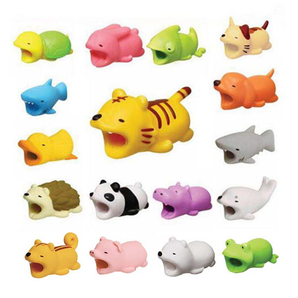 Animal Bite Cable Protector Accessory Toys Cable Bites Dog Pig Panda Axolotl for iPhone Charger Cord with Retail Box 36 styles