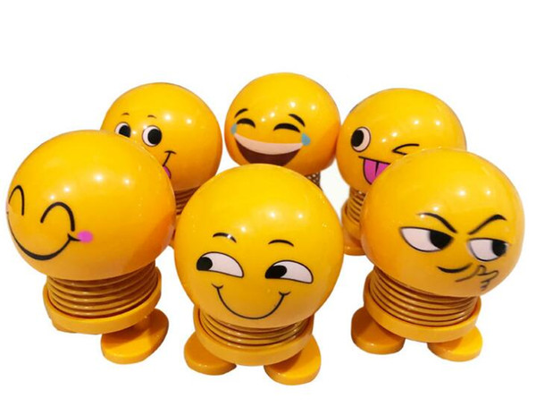 Car Ornaments ABS Funny Emoji Shaking Head Dolls Automobile Dashboard Decoration Creative Smiley Cute Shy Expression Decor Toys