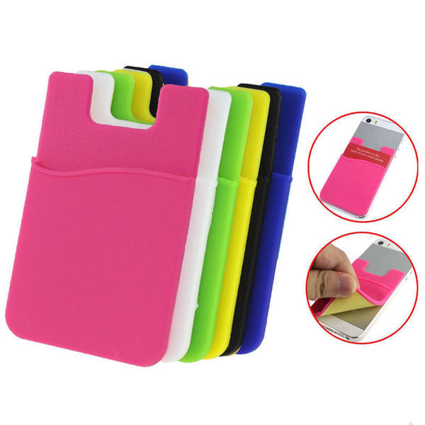 Silicone Phone Card Holder Adhesive Business Card Holder Stick On Wallet Phone Card Holder Stick On 6 Colors