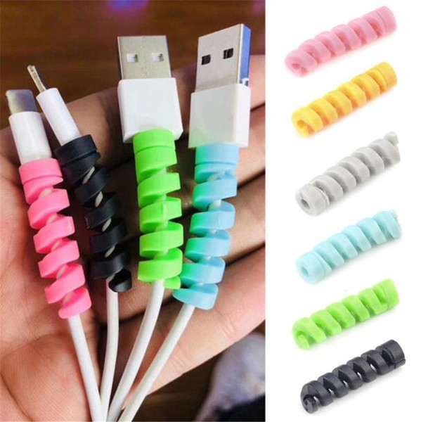 Colorful spiral data cable protector Applicable to mobile phone original charging cable anti-fracture protective cover saver