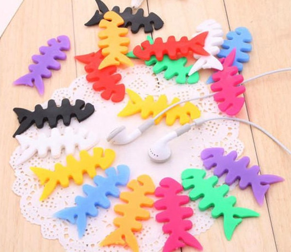 PVC bobbin New Stylish Fish Bone Auto Cable Cord Wire Organizer Roller Bobbin Winder Smart Wrap For Headphone Earphone