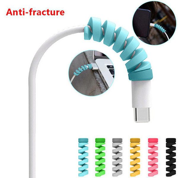 Spiral Tube Data Cable Type C Protector Winder Micro USB Wire Cord Anti-fracture Protective Organizer Holder Cable Saver for Smartphone Line