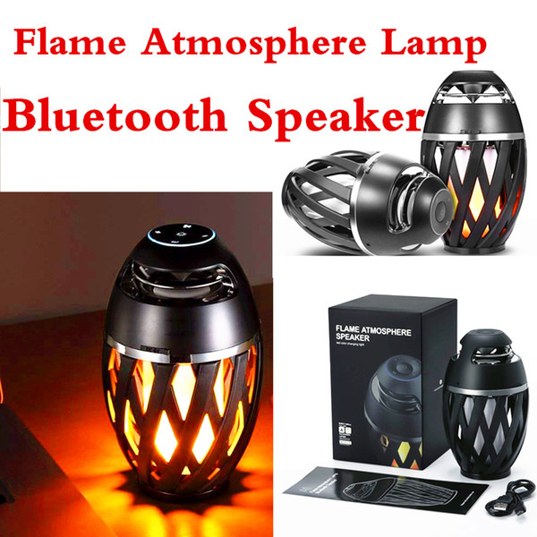 Portable LED Flame Lamp Wireless Speaker Stereo Bluetooth Speaker Flame Atmosphere Lamp for smartphone iPhone 8 Samsung S8 Christmas Gift