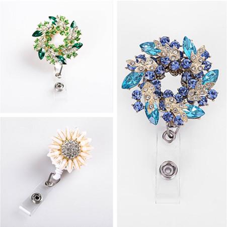 New Flower Bling Pretty Badge Holder Stylish ID Badge Clip / Nurse Jewelry Bling Badge For Nurses Gift