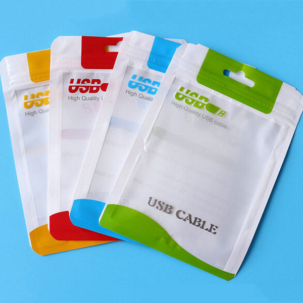 New Zipper Plastic Retail Bag Package Hang Hole Poly Packaging for iPhone Sumsung USB Cable Poly OPP Packing Bags 8*14cm