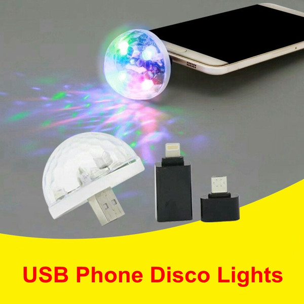 Creative Mini LED USB Phone Magic Disco Lights Colorful Stage Lights Voice Control Change Along With Music Lights For Cell Phone