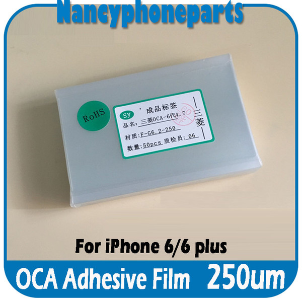 250um OCA Sticker Film Optical Clear Adhesive Glue For iPhone 5 5S 6 Plus LCD Outer Glass Repair 50PCs/lot