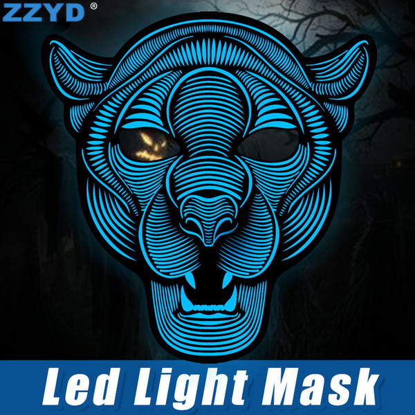 ZZYD LED Mask Halloween Cosplay EL Mask Sound Control Creative Cold Light Masquerade Portable Flexible With Many Style Mask