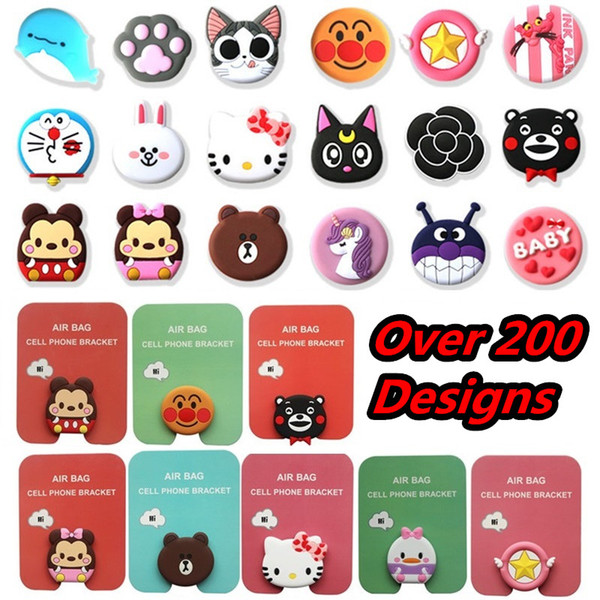 3D Cell phone bracket Cute Cartoon Dolls air bag Phone Expanding Stand Finger Holder Stand For iphone 7 8 x samsung android phone