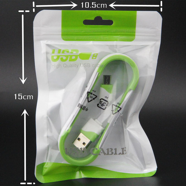 15*10.5/14*8cm Zipper Plastic Retail bag Package hang hole Poly packaging for USB cable poly opp packing bag Green