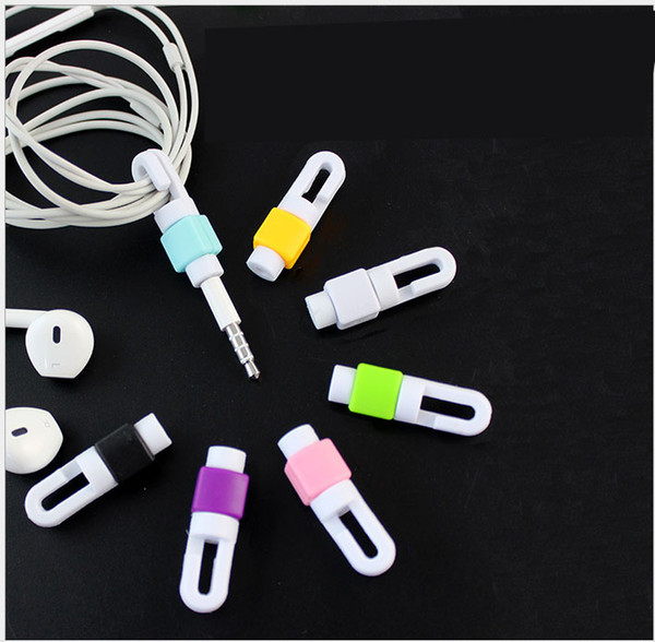 For Apple ipod iphone Earphone Plastic& silicone Headphone Cable Protector Protect Case Cord earphones cable Mix color