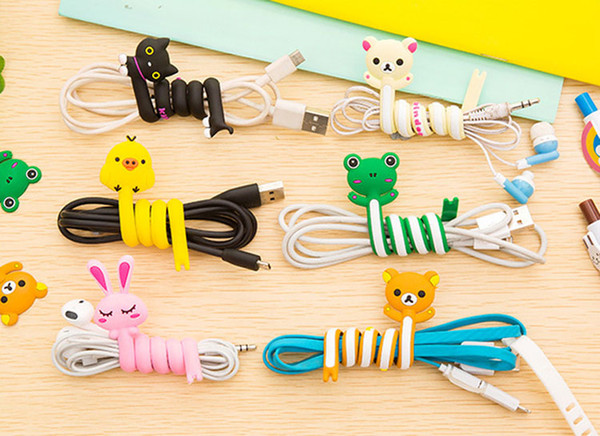 Cute 3D Cartoon Animal Earphone Organizer Wire Cord Cable Winder Wrap Holder For iPhone 7 6s Samsung Phones Headphone