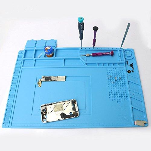 Cellphone Watch Repair Mat,Heat Insulation Silicone Screw Repair Tools Pad Desk Mat Maintenance Platform for BGA Soldering Iron