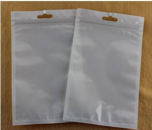 7.5 x 12cm Clear+White Zipper Lock opp Bag Retail Plastic Package Bag Small accessories Packing Bag