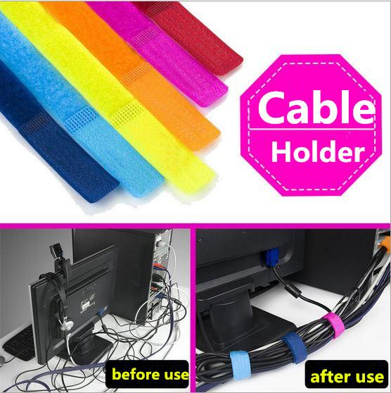 Wire cable Organizer Strap Wrap Wire cable Holder clip cable tie hook Loop colorful