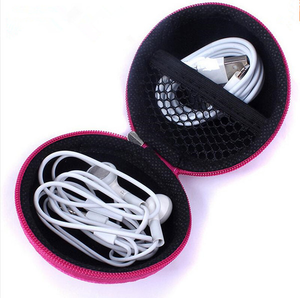 Portable Mini Round Hard Zipper Sport Earphone Cable Carrying Pouch Storage Case Bag for Earphone Headphone SD TF Cards Cable Cord Wire