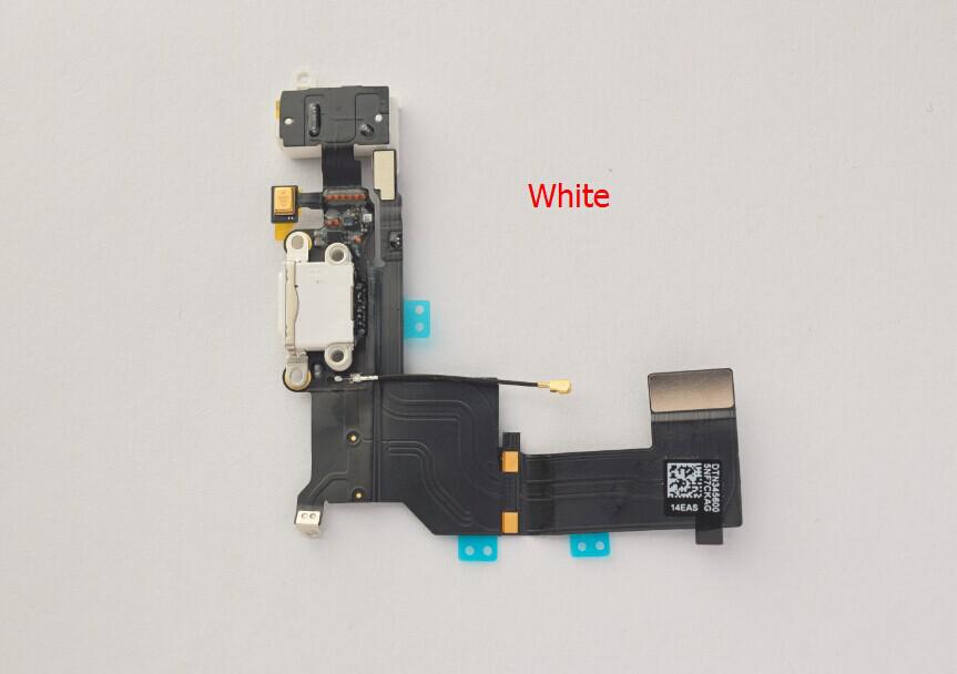 DHL Free Shipping!For IPhone 5S Dock Connector Charger Flex Cable Headphone Audio Back Jack Ribbon Charging Port Black White