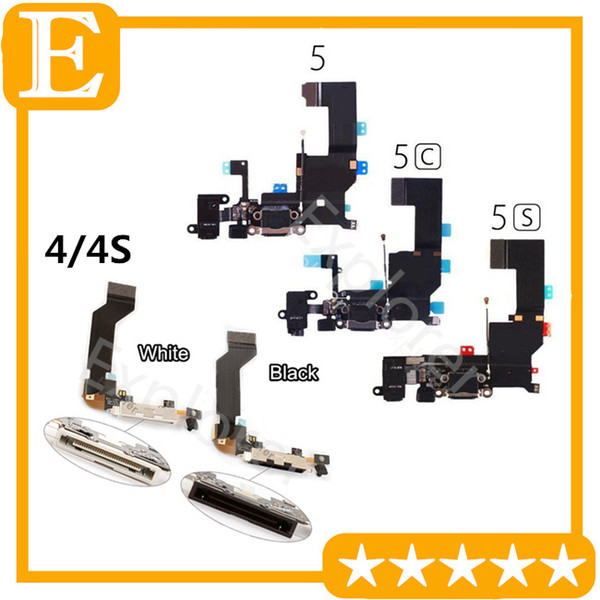 for iPhone 4 4s 5 5G 5s 5c 6 Plus USB Dock Connector Charger Charging Port Flex Cable Headphone Audio Jack mic Ribbon