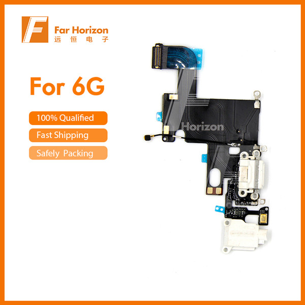 Charging Charger Port USB Dock Connector Flex Cables For iPhone 6 4.7 Headphone Jack Mic Flex Cable White & Free e-Packet Shiping