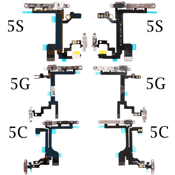 Top Quality New Power Button On Off Flex Cable For iPhone 5 5G 5C 5S Mute Volume Switch Connector Ribbon Parts